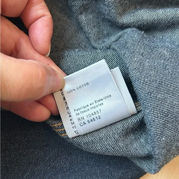 AG Adriano Goldschmied Denim Men’s Utility Snap Button Dark Indigo Shirt Large - Picture 11 of 16